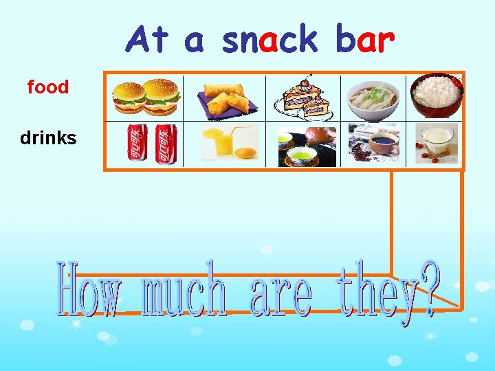 At a snack bar food drinks 