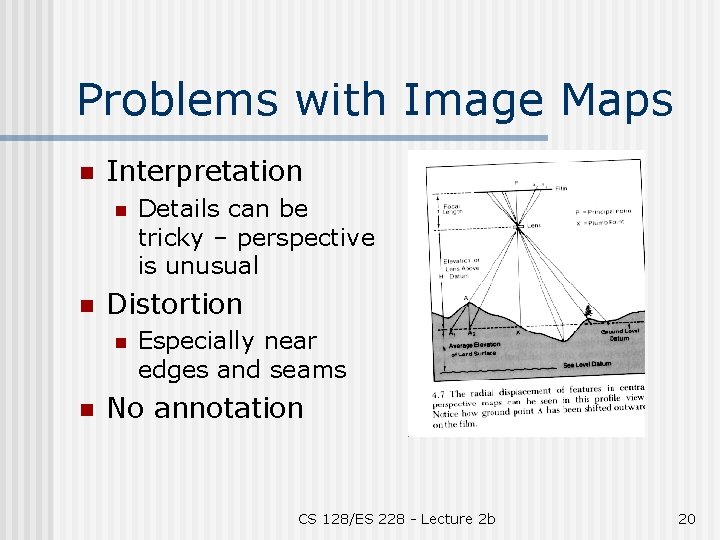 Problems with Image Maps n Interpretation n n Distortion n n Details can be