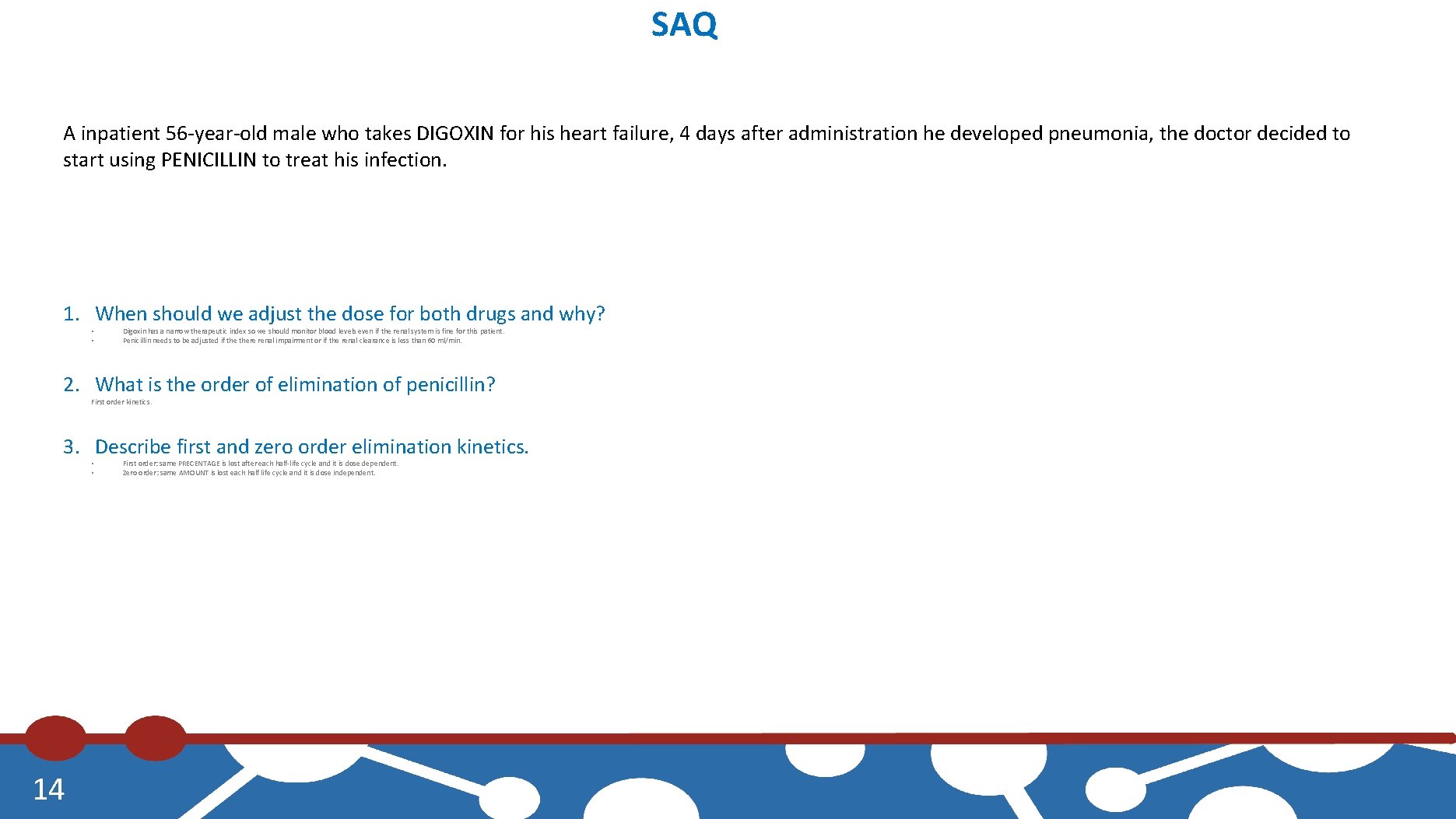 SAQ A inpatient 56 -year-old male who takes DIGOXIN for his heart failure, 4