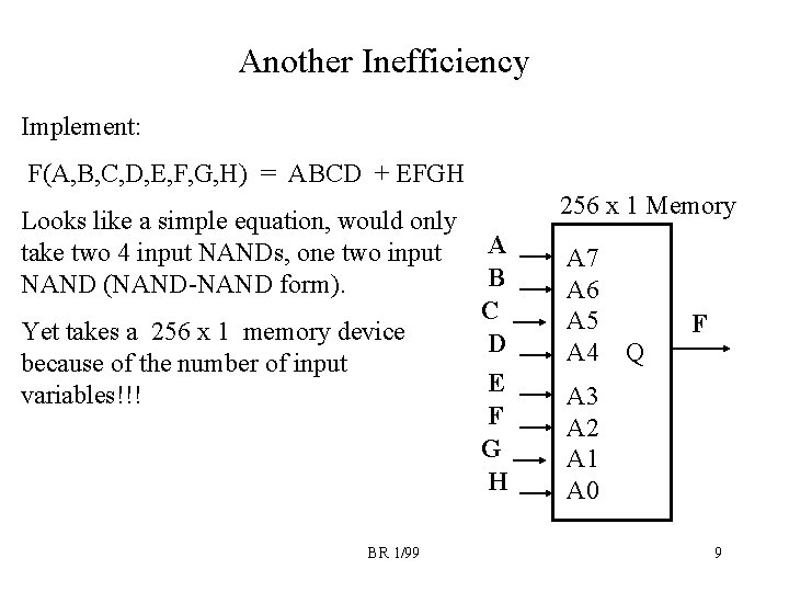 Another Inefficiency Implement: F(A, B, C, D, E, F, G, H) = ABCD +