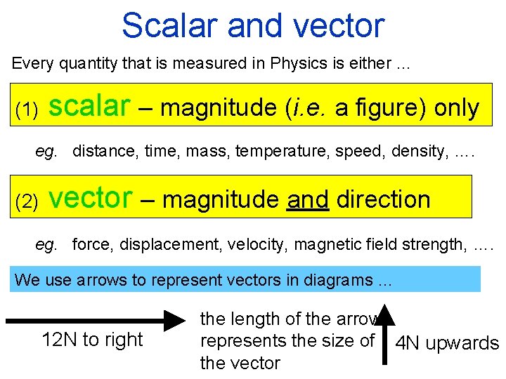Scalar and vector Every quantity that is measured in Physics is either … (1)