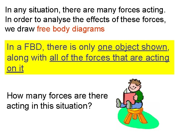 In any situation, there are many forces acting. In order to analyse the effects