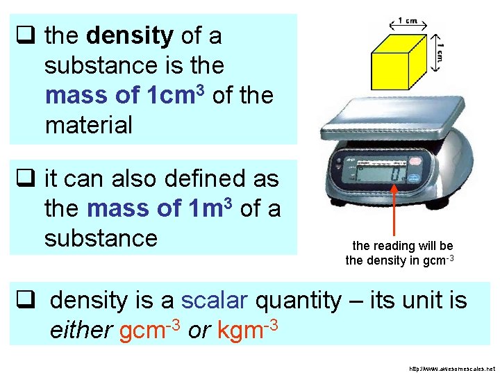 q the density of a substance is the mass of 1 cm 3 of