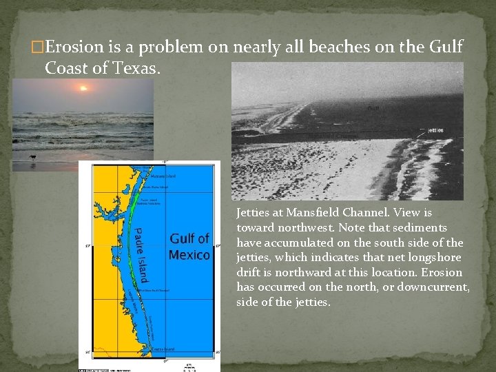 �Erosion is a problem on nearly all beaches on the Gulf Coast of Texas.