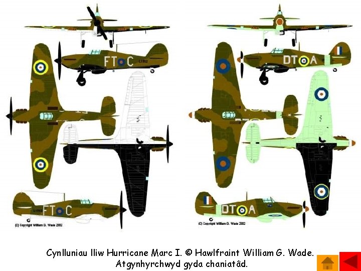 Cynlluniau lliw Hurricane Marc I. © Hawlfraint William G. Wade. Atgynhyrchwyd gyda chaniatâd. 
