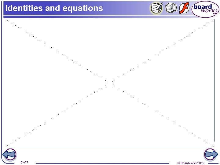 Identities and equations 5 of 7 © Boardworks 2012 