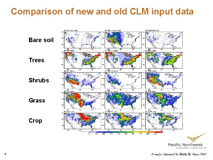 Comparison of new and old CLM input data Bare soil Trees Shrubs Grass Crop Comparison of new and old CLM input data Bare soil Trees Shrubs Grass Crop