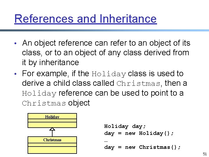 References and Inheritance • An object reference can refer to an object of its References and Inheritance • An object reference can refer to an object of its
