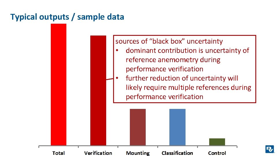 Typical outputs / sample data sources of “black box” uncertainty • dominant contribution is