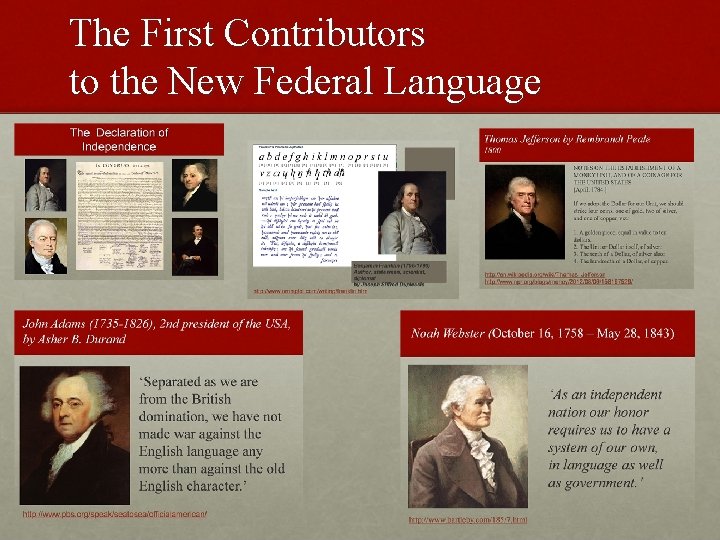 The First Contributors to the New Federal Language 