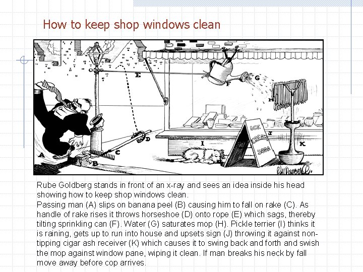 How to keep shop windows clean Rube Goldberg stands in front of an x-ray