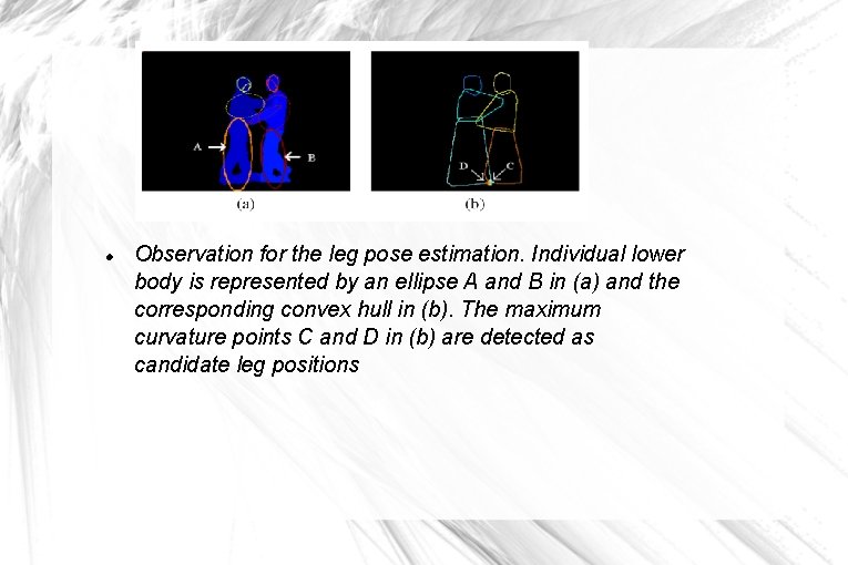  Observation for the leg pose estimation. Individual lower body is represented by an