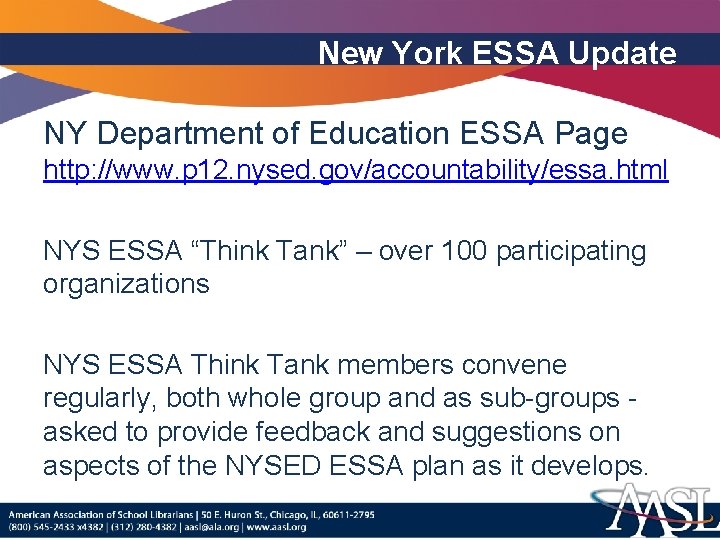 New York ESSA Update NY Department of Education ESSA Page http: //www. p 12.