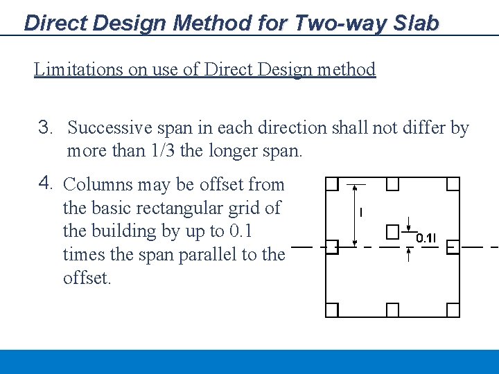 Direct Design Method for Two-way Slab Limitations on use of Direct Design method 3.