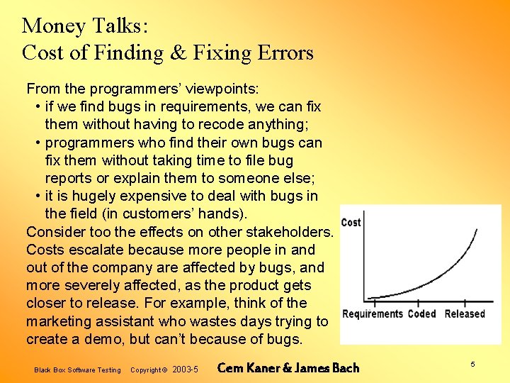 Money Talks: Cost of Finding & Fixing Errors From the programmers’ viewpoints: • if