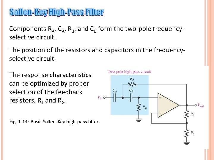 Components RA, CA, RB, and CB form the two-pole frequencyselective circuit. The position of