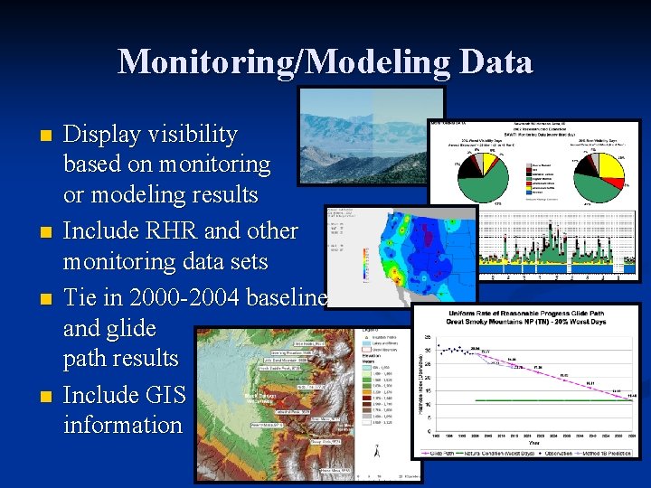 Monitoring/Modeling Data n n Display visibility based on monitoring or modeling results Include RHR
