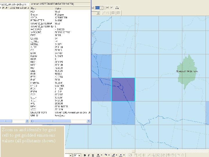 Zoom in and identify by grid cell to get gridded emissions values (all pollutants