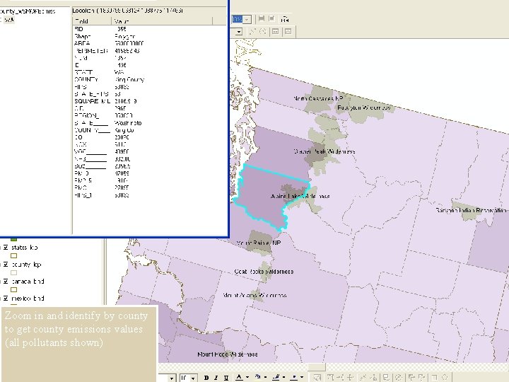 Zoom in and identify by county to get county emissions values (all pollutants shown)