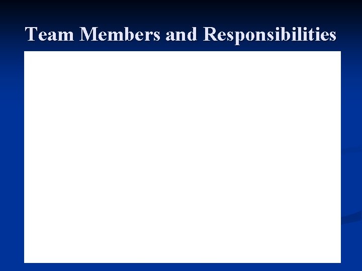 Team Members and Responsibilities 