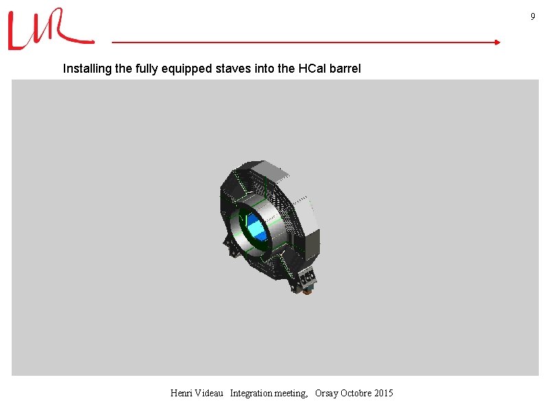 9 Installing the fully equipped staves into the HCal barrel Double click on the