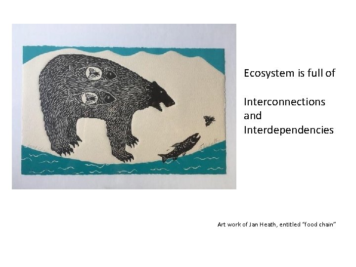 Ecosystem is full of Interconnections and Interdependencies Art work of Jan Heath, entitled “food