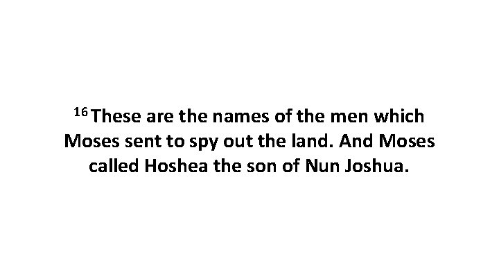 16 These are the names of the men which Moses sent to spy out