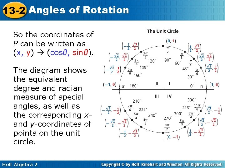 13 -2 Angles of Rotation So the coordinates of P can be written as