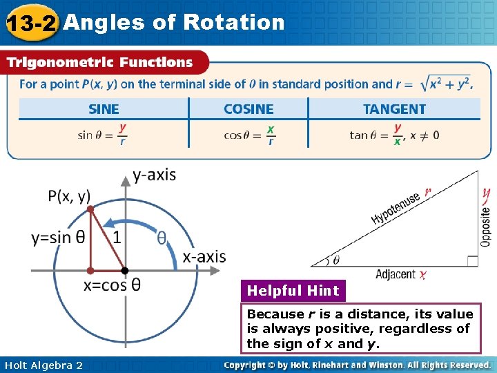13 -2 Angles of Rotation Helpful Hint Because r is a distance, its value