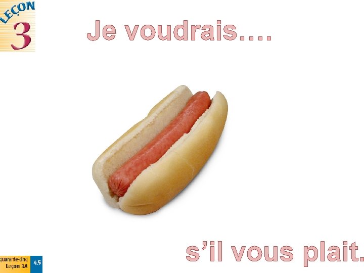 Je voudrais…. s’il vous plait. 