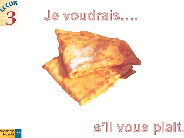 Je voudrais…. s’il vous plait. 