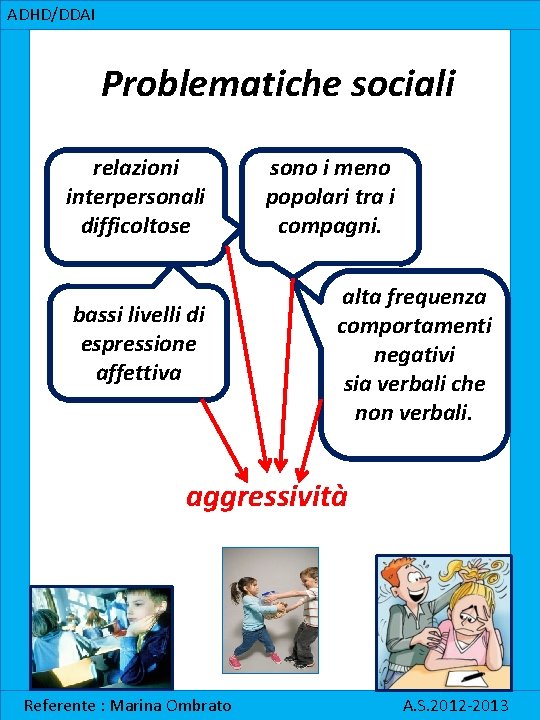 ADHD/DDAI Problematiche sociali relazioni interpersonali difficoltose bassi livelli di espressione affettiva sono i meno