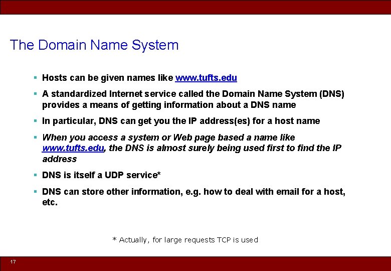The Domain Name System § Hosts can be given names like www. tufts. edu