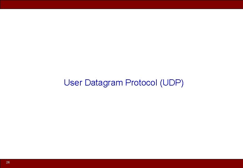 User Datagram Protocol (UDP) 26 © 2010 Noah Mendelsohn 