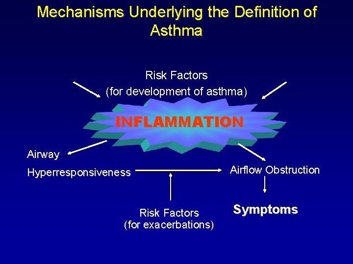 Mechanisms Underlying the Definition of Asthma Risk Factors (for development of asthma) INFLAMMATION Airway