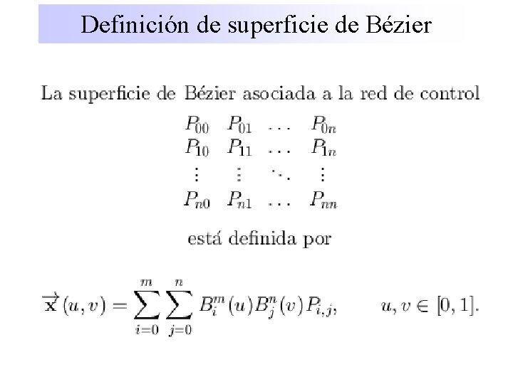 Definición de superficie de Bézier 