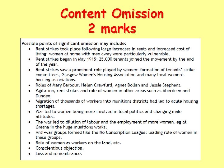 Content Omission 2 marks 