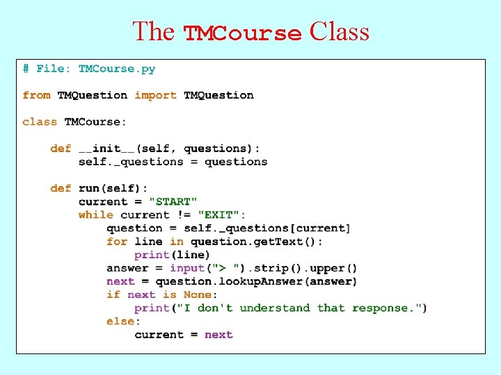 The TMCourse Class 