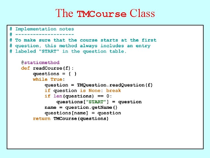 The TMCourse Class 