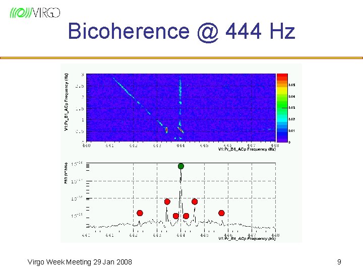 Bicoherence @ 444 Hz Virgo Week Meeting 29 Jan 2008 9 