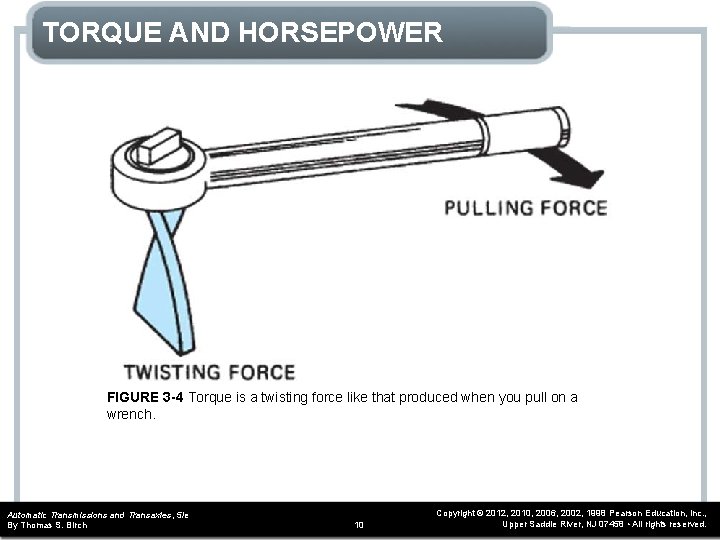 TORQUE AND HORSEPOWER FIGURE 3 -4 Torque is a twisting force like that produced