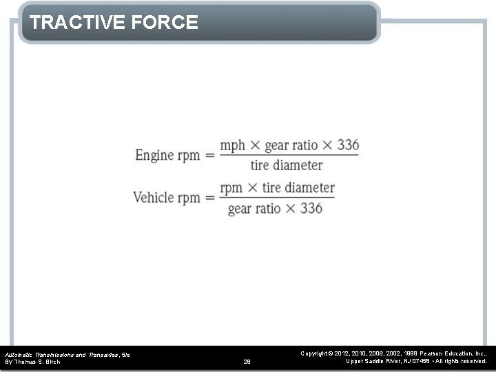 TRACTIVE FORCE Automatic Transmissions and Transaxles, 5/e By Thomas S. Birch 28 Copyright ©