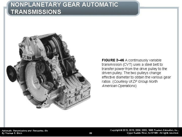 NONPLANETARY GEAR AUTOMATIC TRANSMISSIONS FIGURE 3– 46 A continuously variable transmission (CVT) uses a