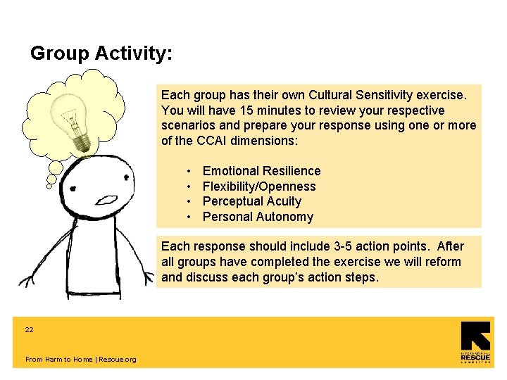 Group Activity: Each group has their own Cultural Sensitivity exercise. You will have 15