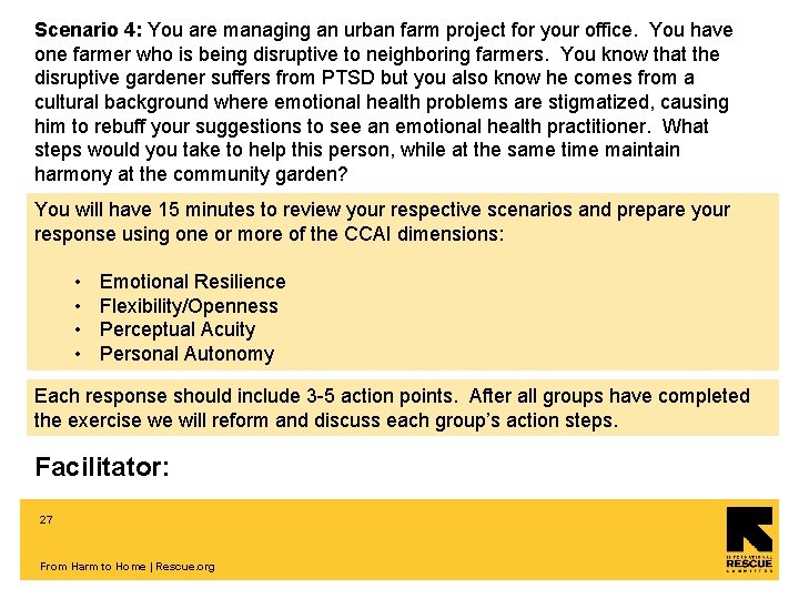 Scenario 4: You are managing an urban farm project for your office. You have