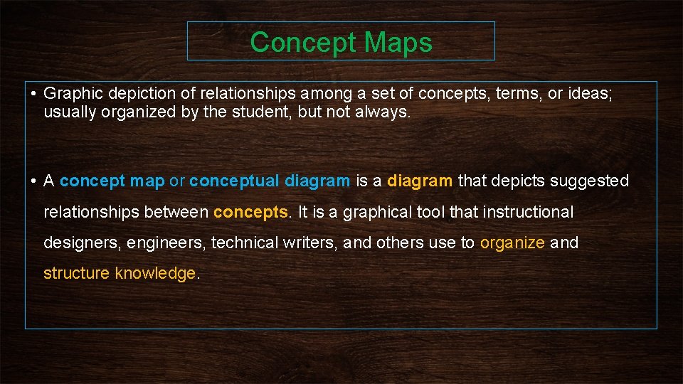 Concept Maps • Graphic depiction of relationships among a set of concepts, terms, or