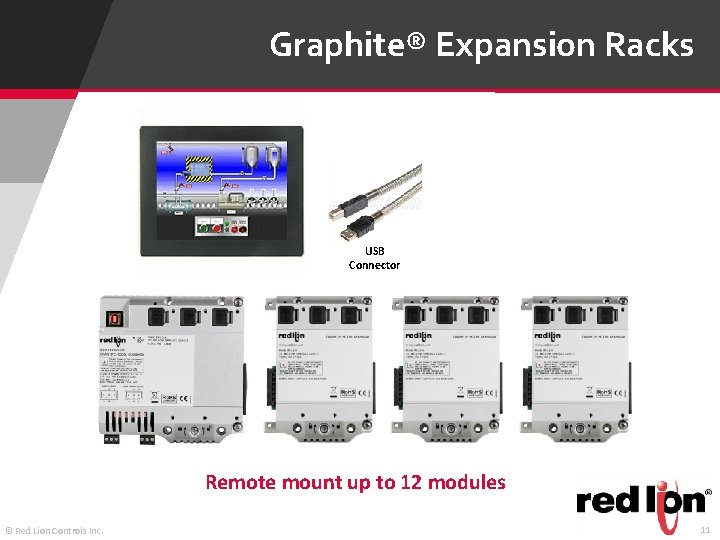 Graphite® Expansion Racks USB Connector Remote mount up to 12 modules © Red Lion Graphite® Expansion Racks USB Connector Remote mount up to 12 modules © Red Lion