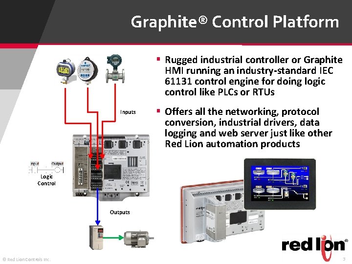 Graphite® Control Platform § Rugged industrial controller or Graphite HMI running an industry-standard IEC