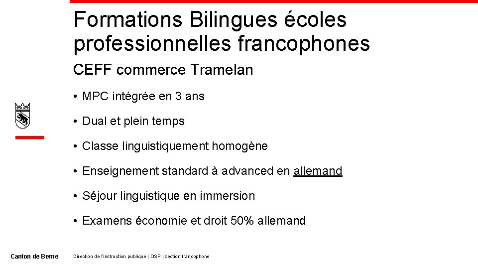 Formations Bilingues écoles professionnelles francophones CEFF commerce Tramelan • MPC intégrée en 3 ans