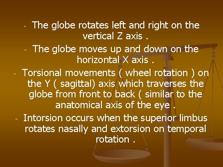 The globe rotates left and right on the vertical Z axis. - The globe